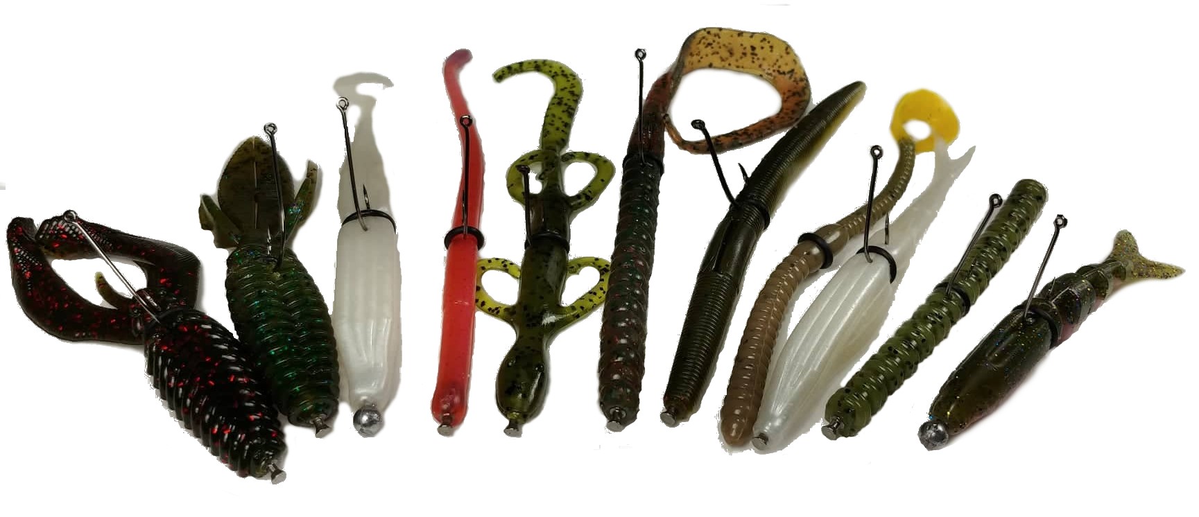 Color Is Junebug 20 Count of 7 Inch Ribbon Tail Bass Lure Bass Baits
